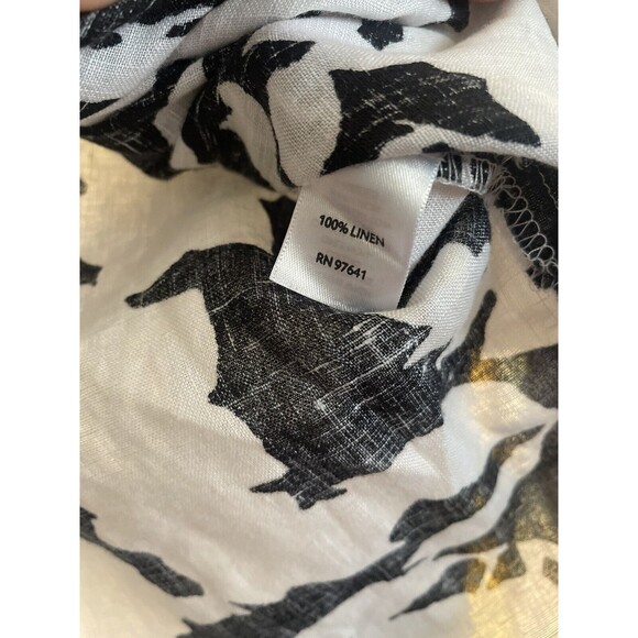 J. Jill Small Petite Floral Top Button Up Long Sleeve Black/White 100% Linen - Picture 5 of 7